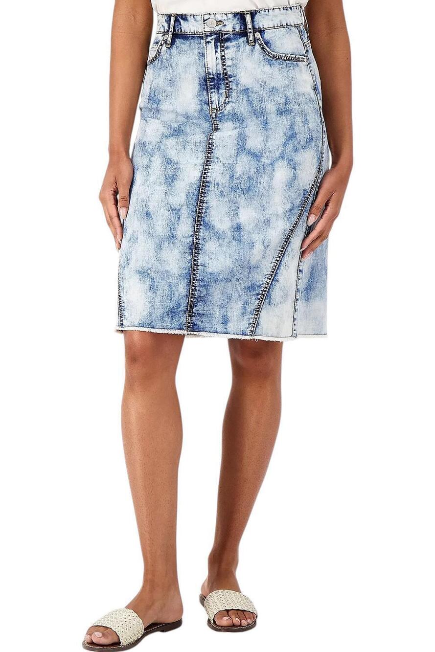 LOGO by Lori Goldstein Women's Knee A-Line Denim Skirt Acid Wash - Regular